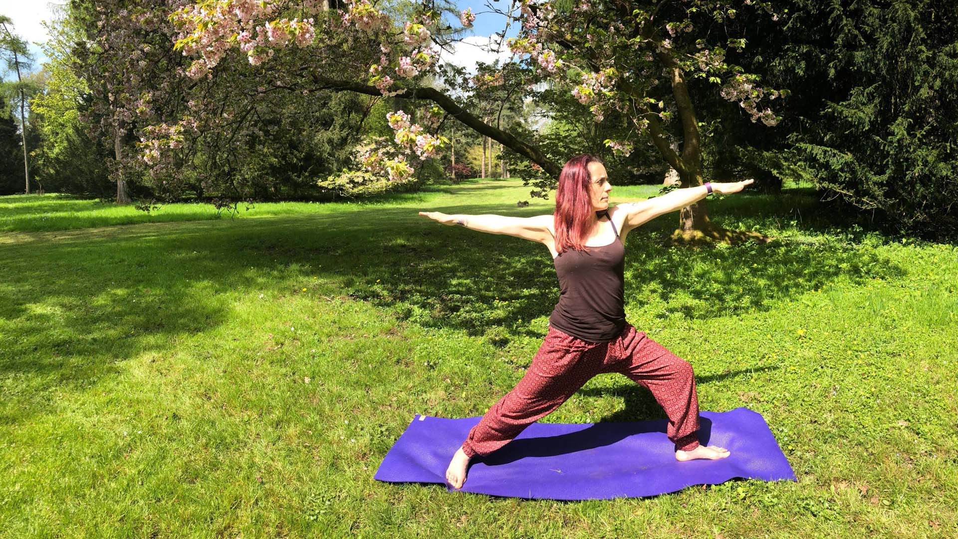 Doing yoga in the garden