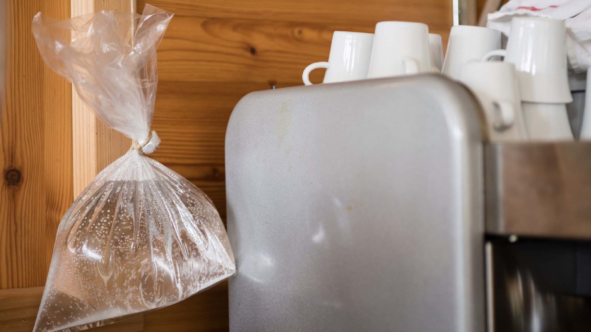 A transparent bag filled with water