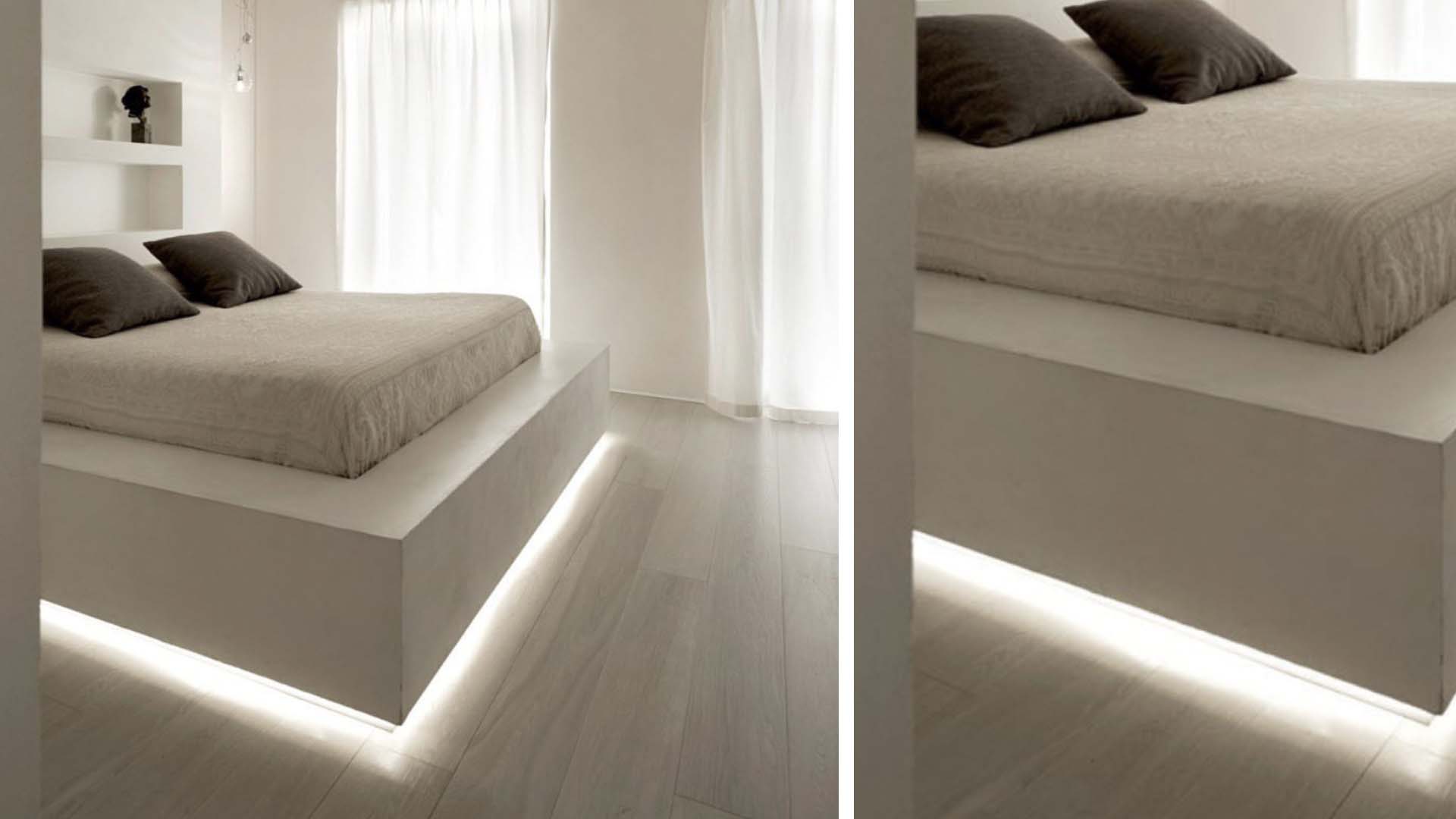 lights under a bed make the space seem bigger
