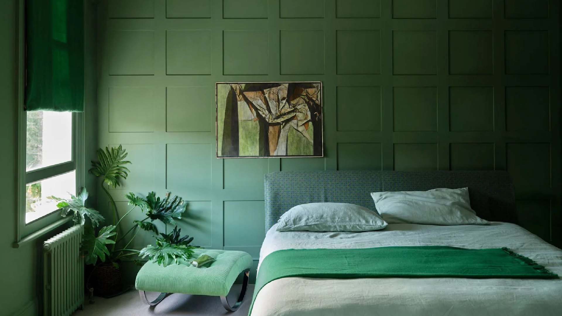 Green panelling on the walls