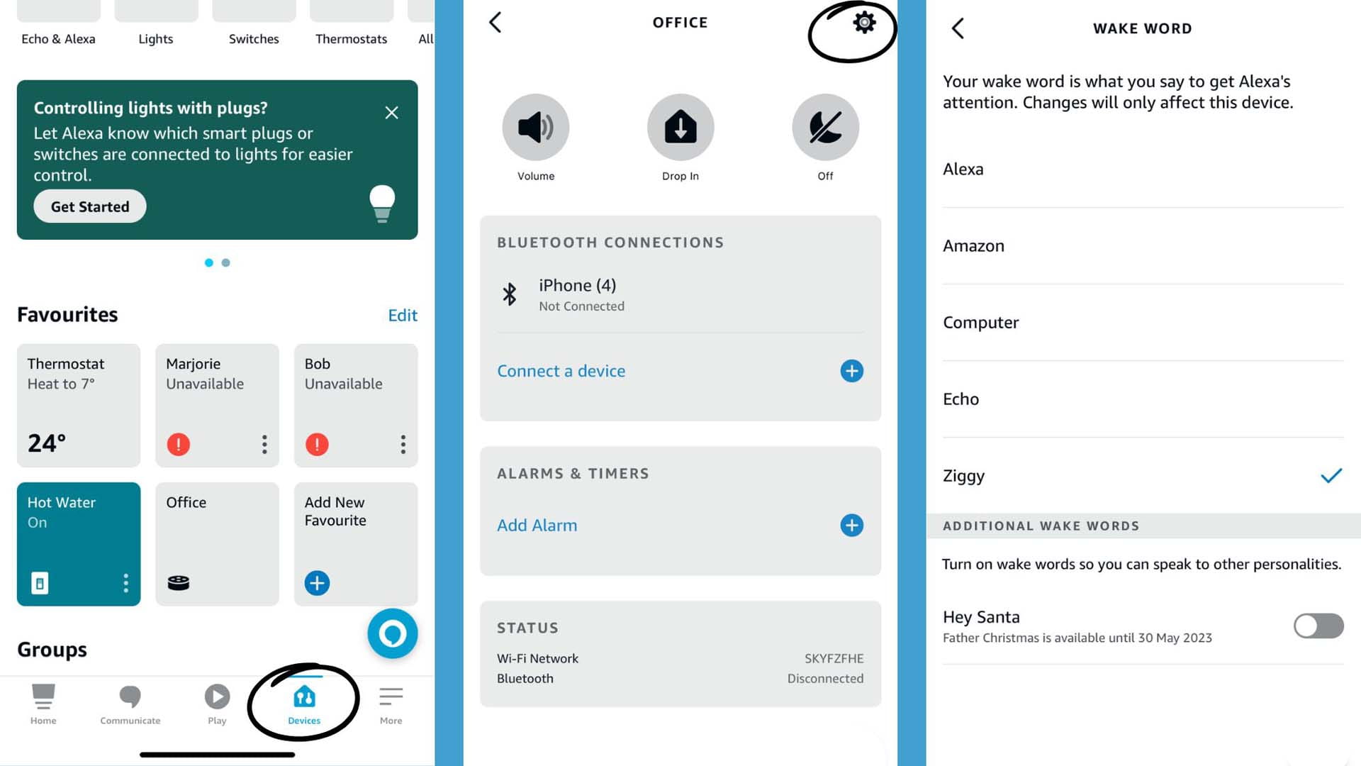 a screenshot of instructions on how to change the Alexa command