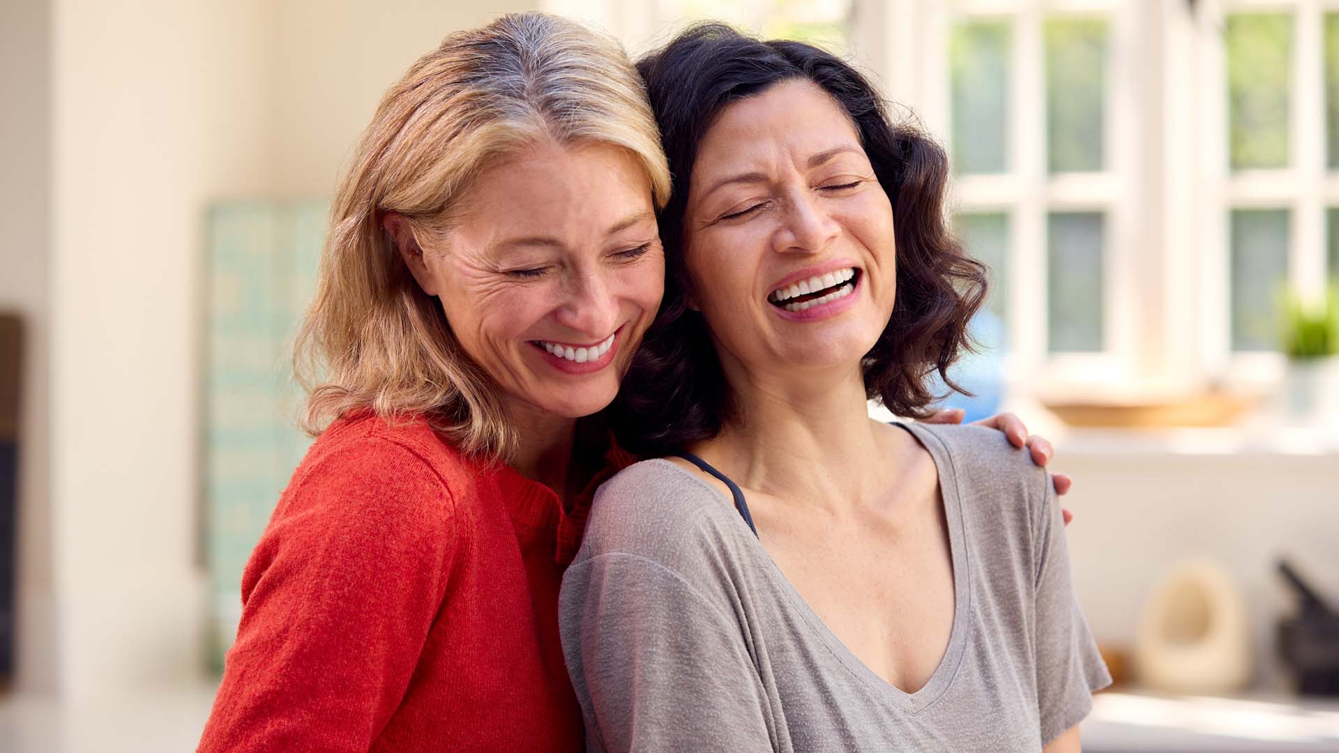 Happy couple laughing together