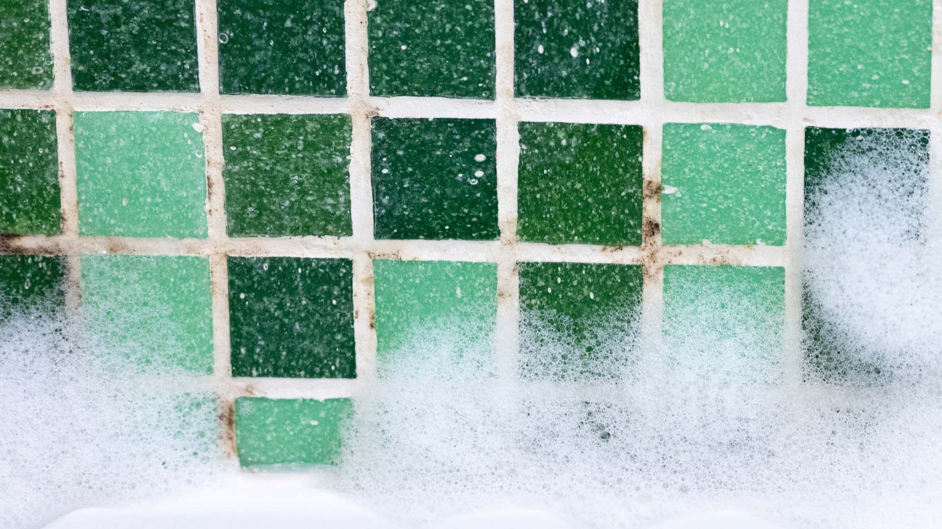 mouldy grout on a wall