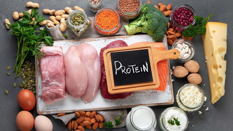 Various health foods on a board