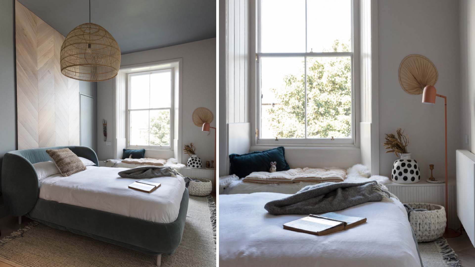 a small bedroom with lots of light