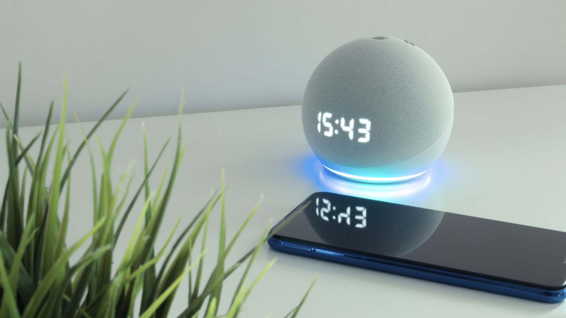 A photo of Alexa the smart speaker on a counter