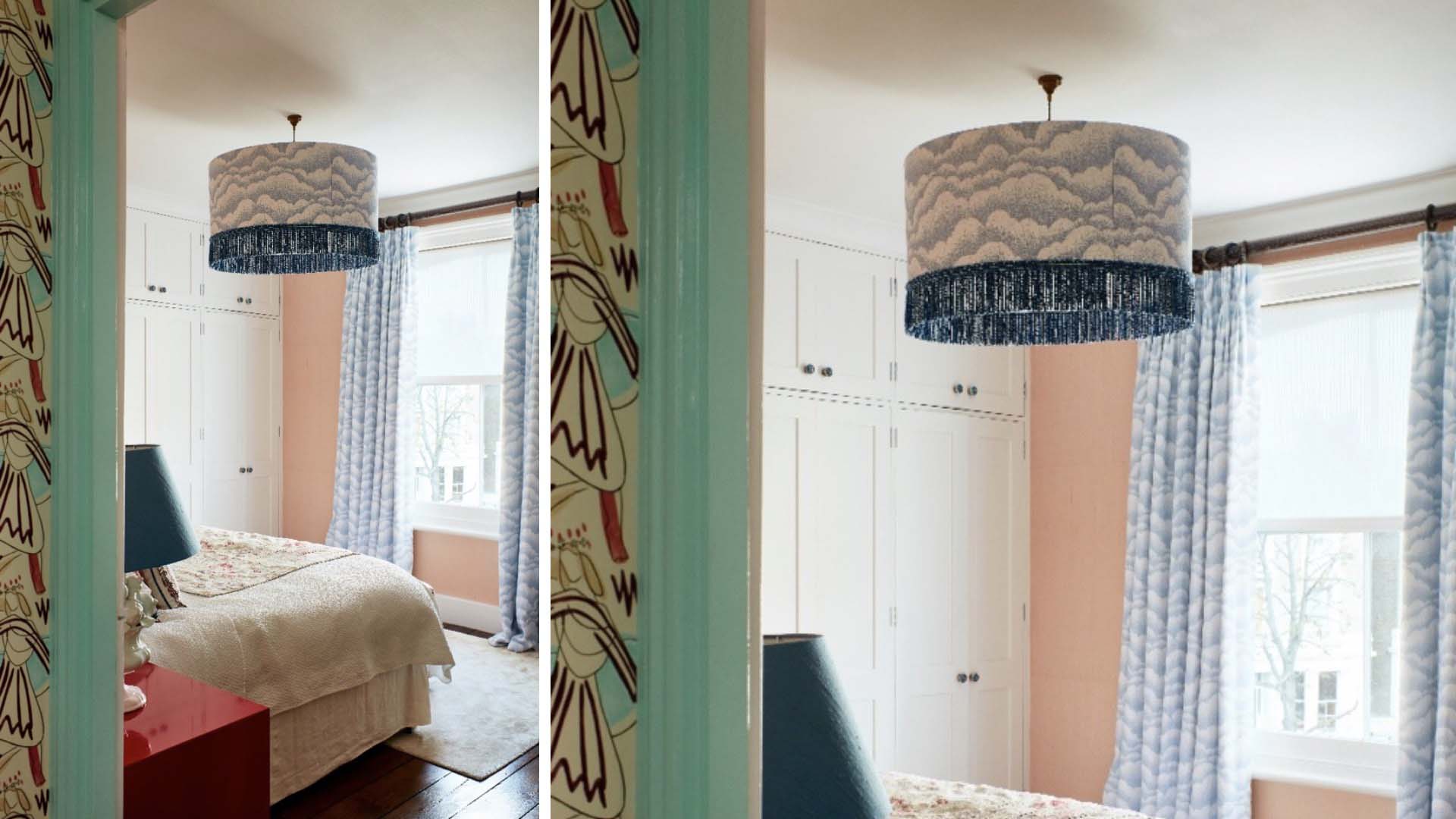 An example of a cool lampshade in a small room to jazz it up