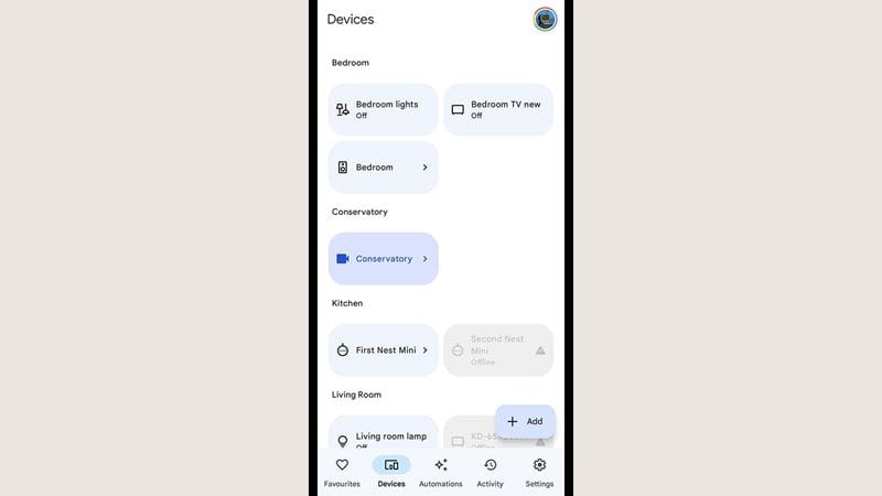 Phone showing google nest app