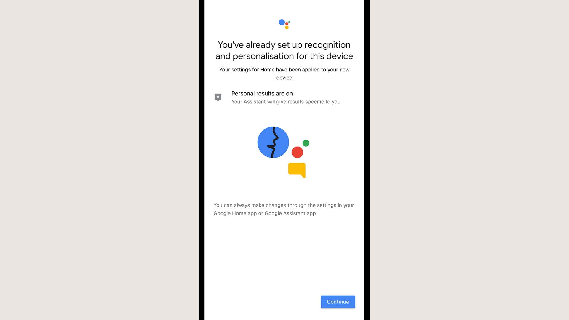 screen to sign into personal account on Google Nest