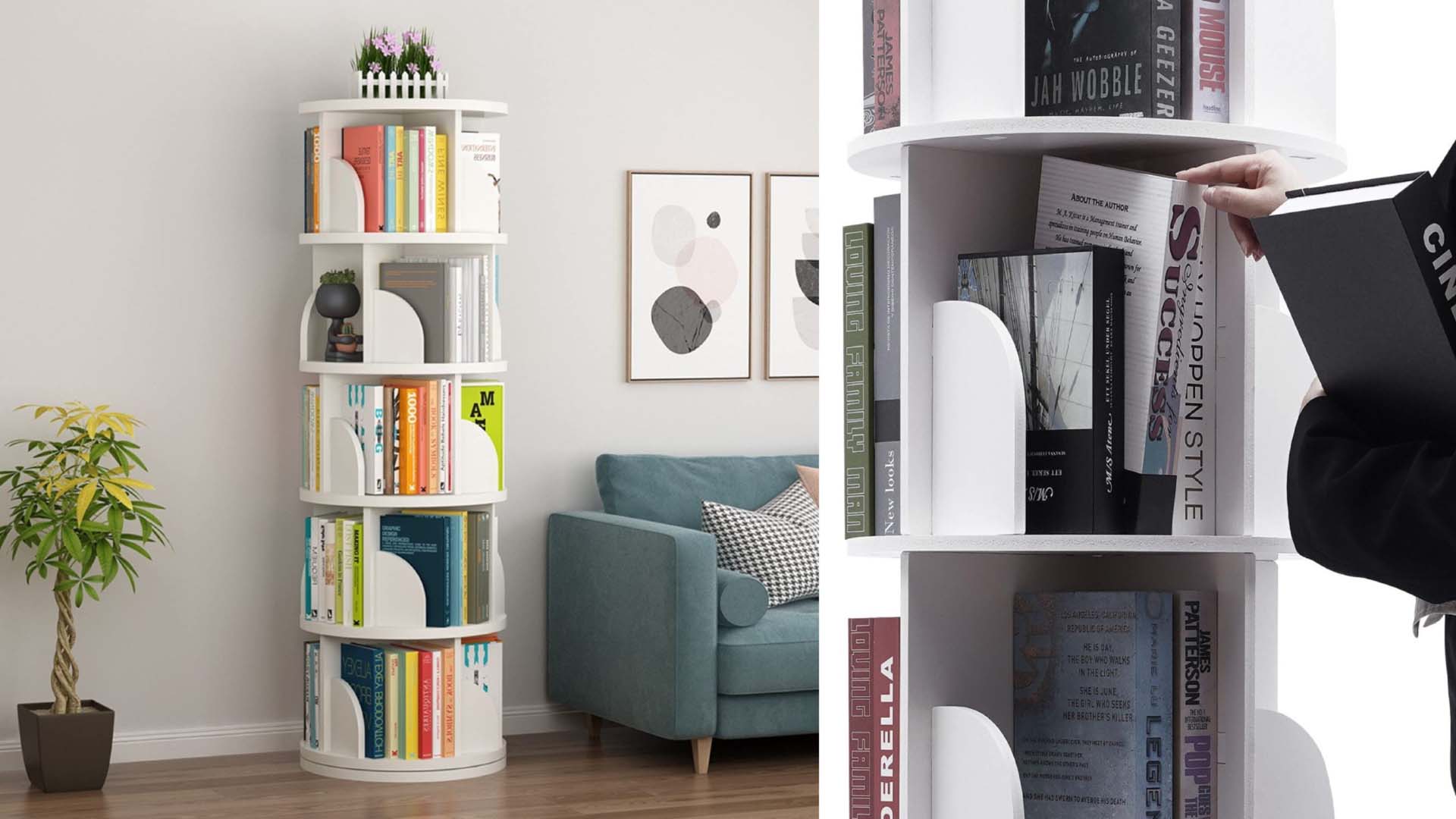 A tall revolving library for your lounge 