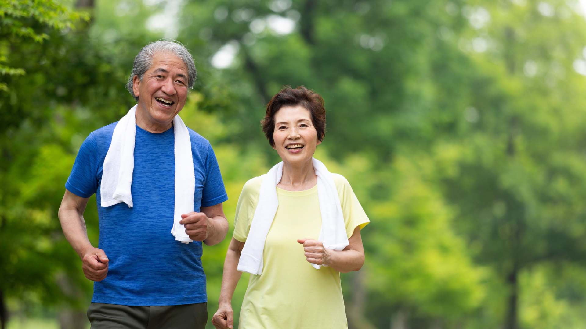 Older couple jogging