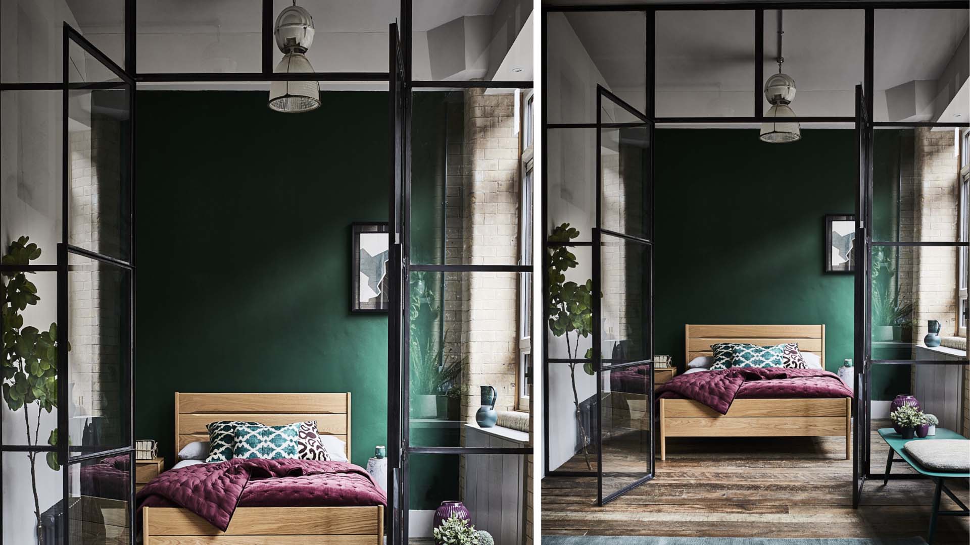 Glass and aluminium in a bedroom