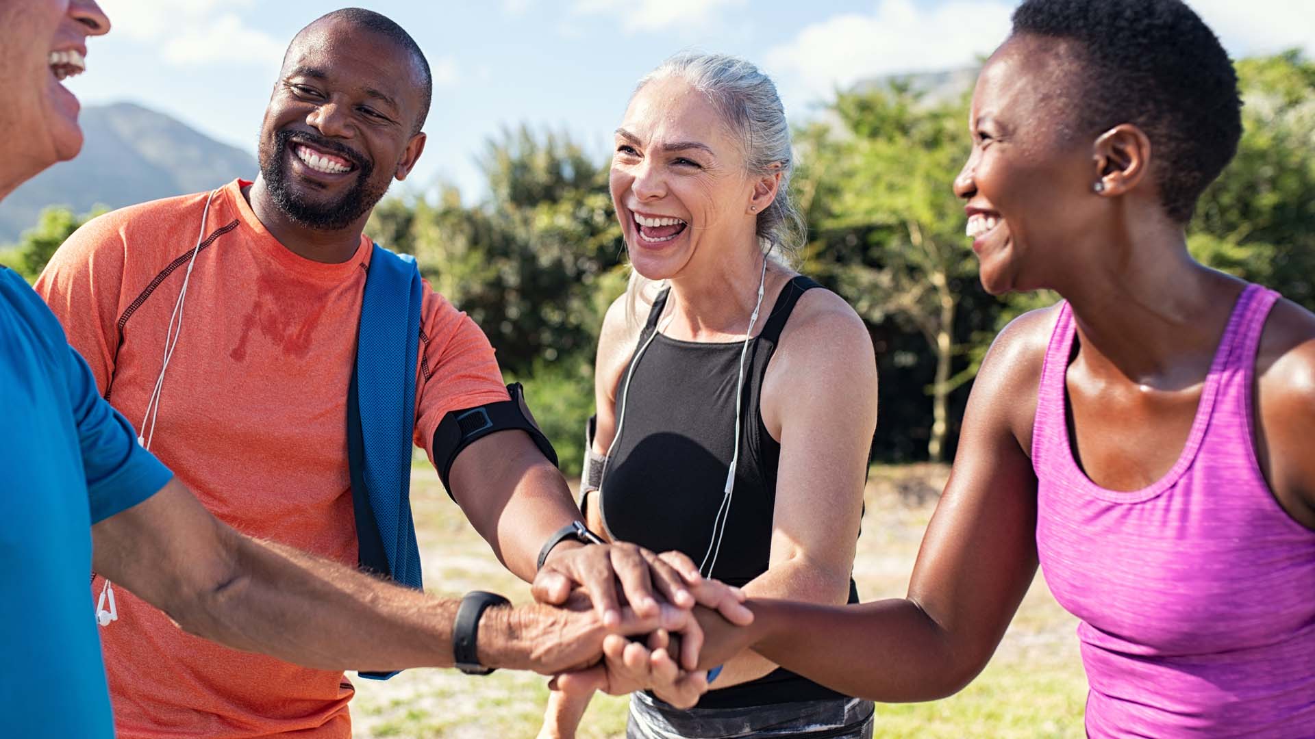 Older people socialising outdoors