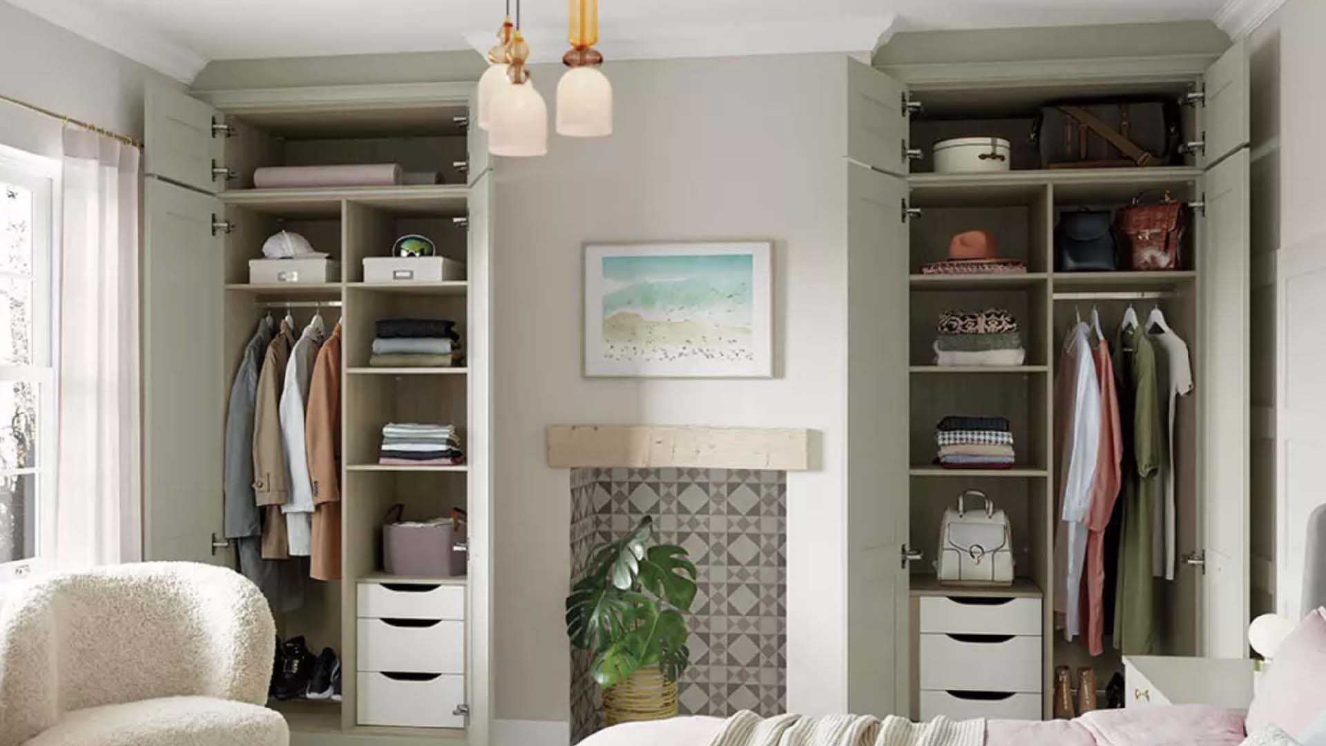 Perfectly organised wardrobe with sections for everything