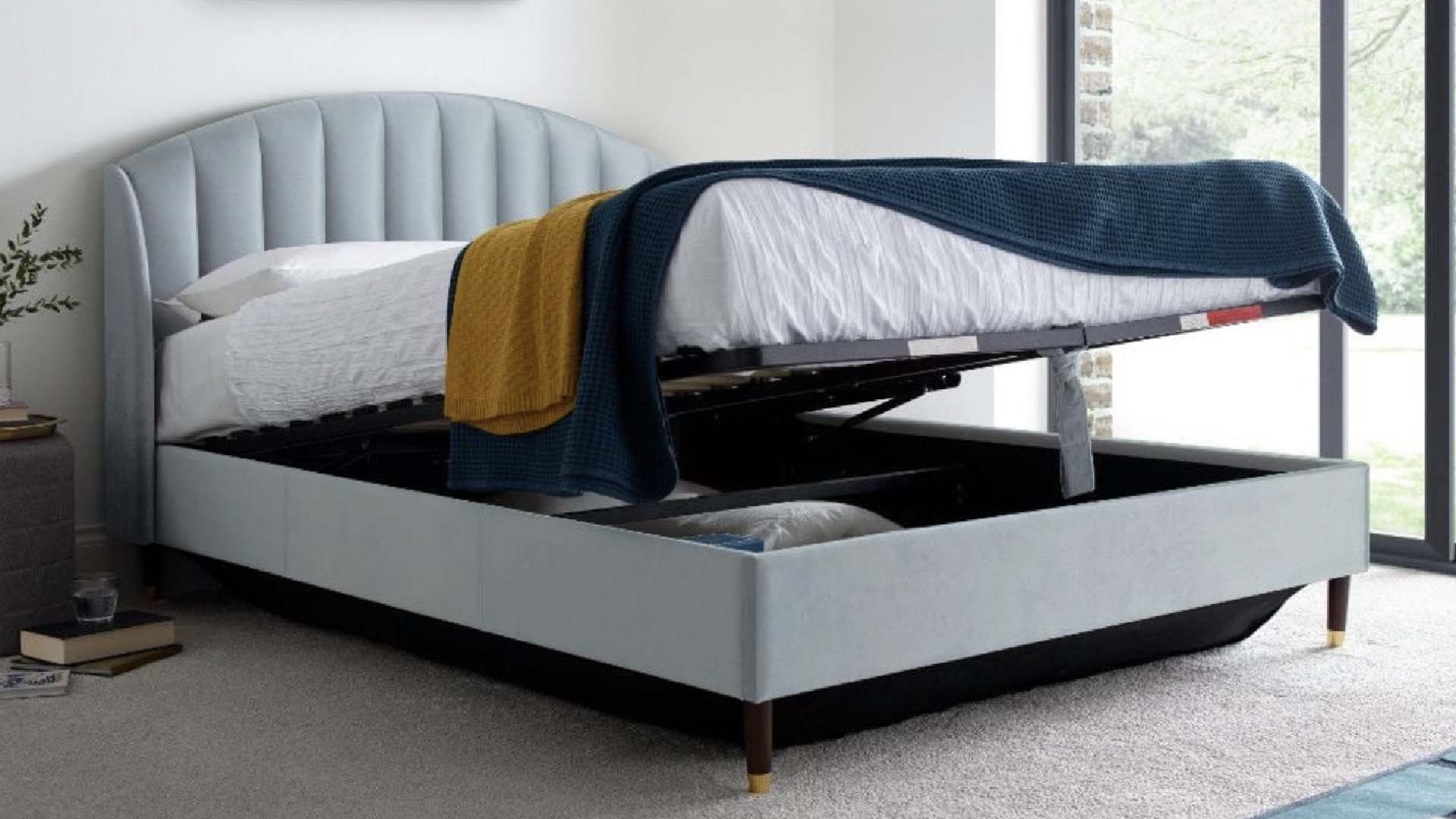 bed with space underneath for storage