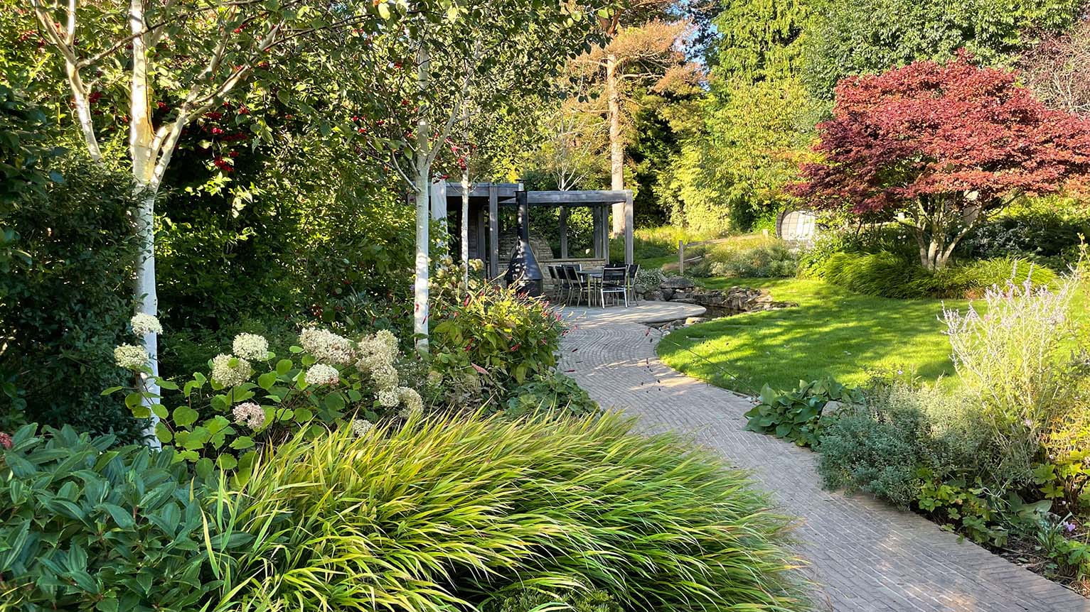 pathway through a landscaped garden