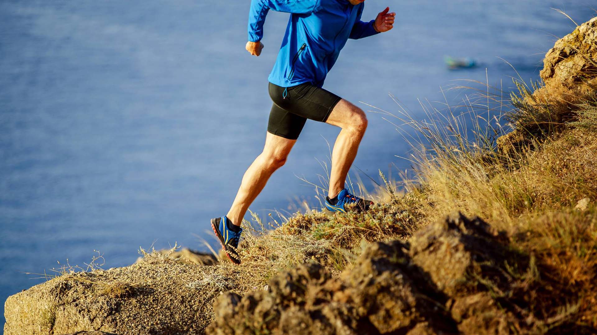 Man running up a hill
