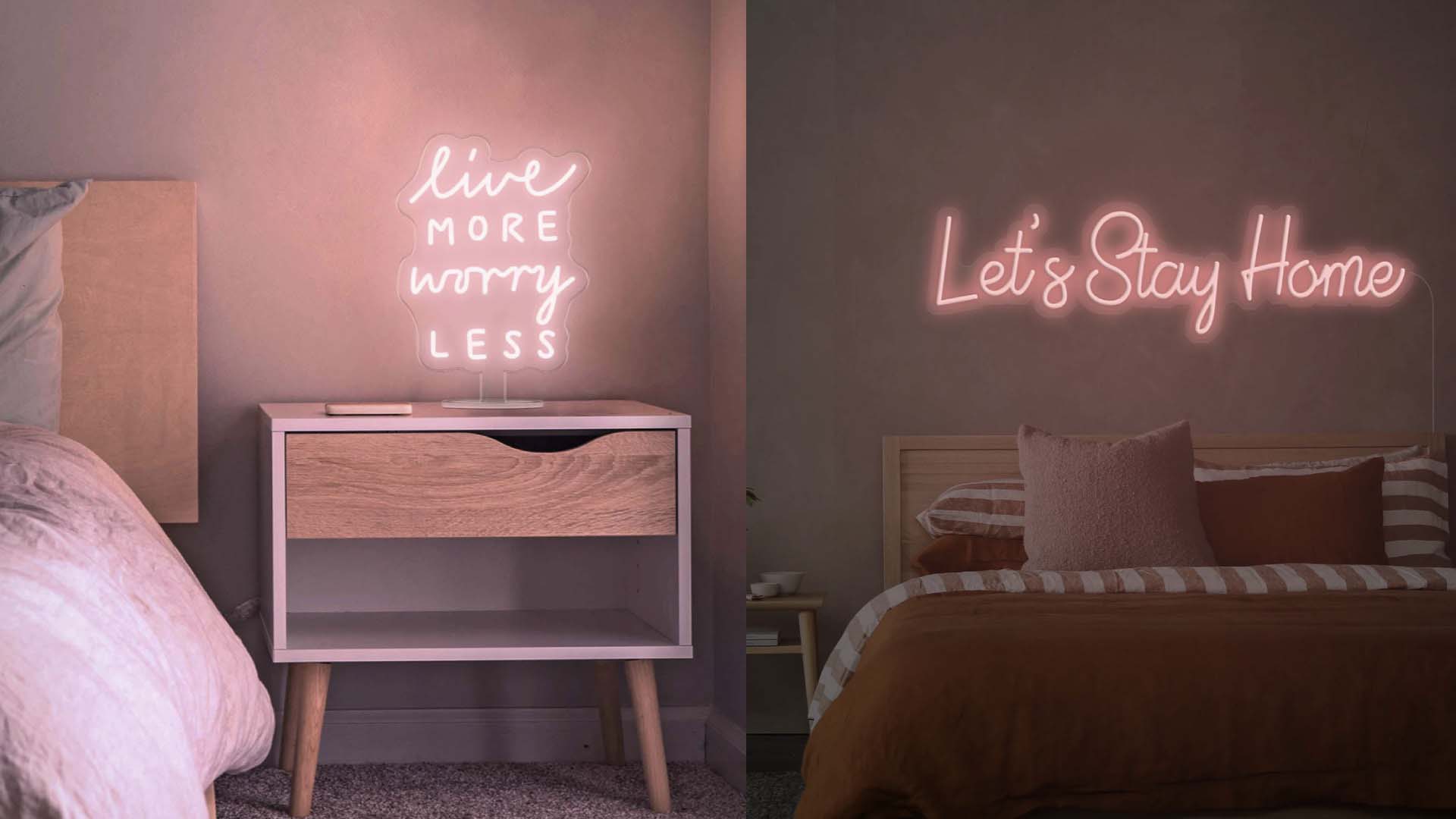 Neon lights to add character to a small bedroom