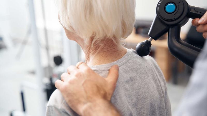 Percussive therapy (where rapid, repetitive pressure is applied) can help to break up knots and adhesions in the muscles