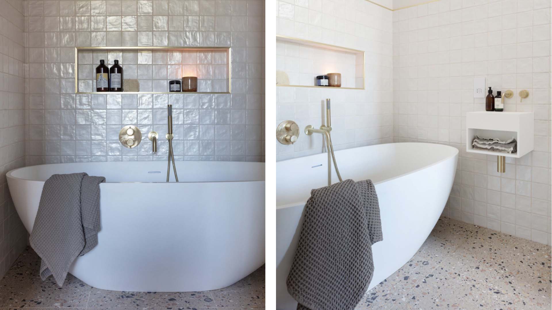 Bath in a white bathroom