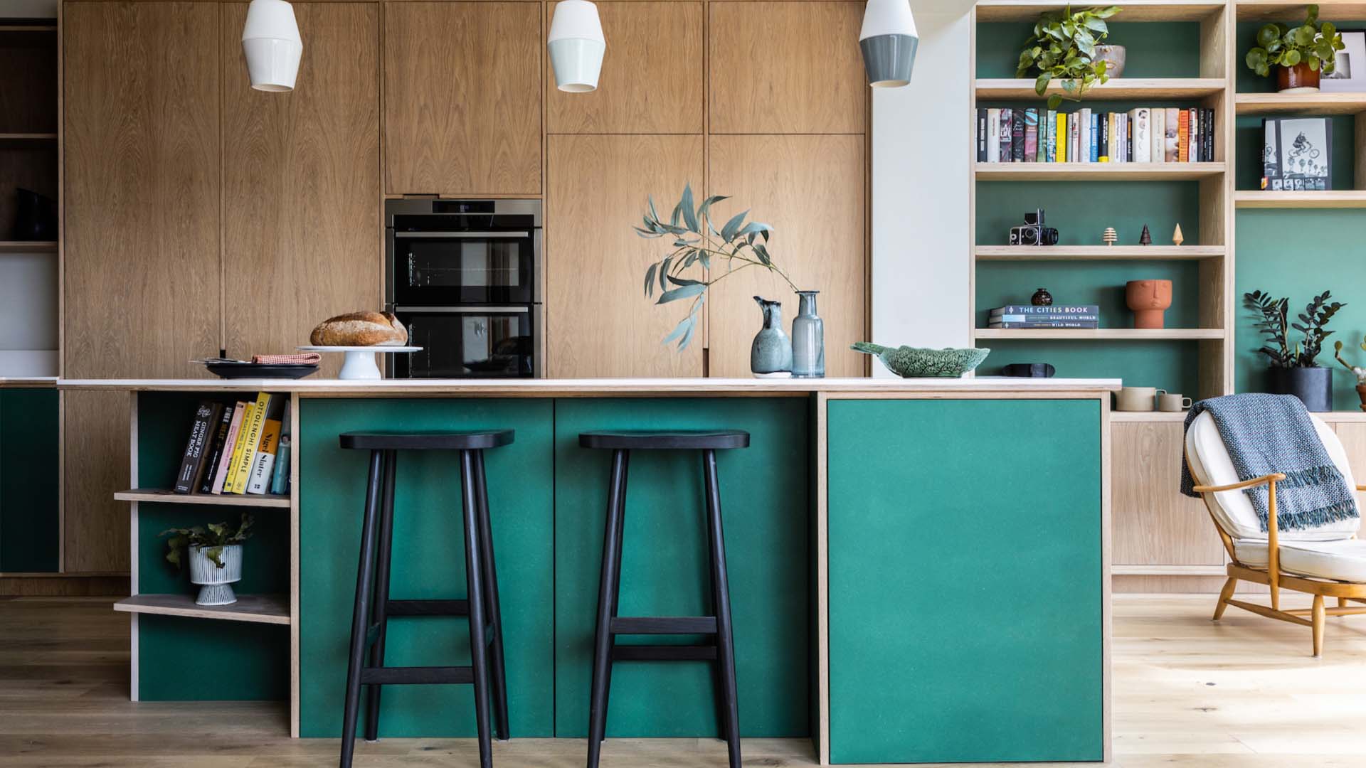 use your kitchen island to display books