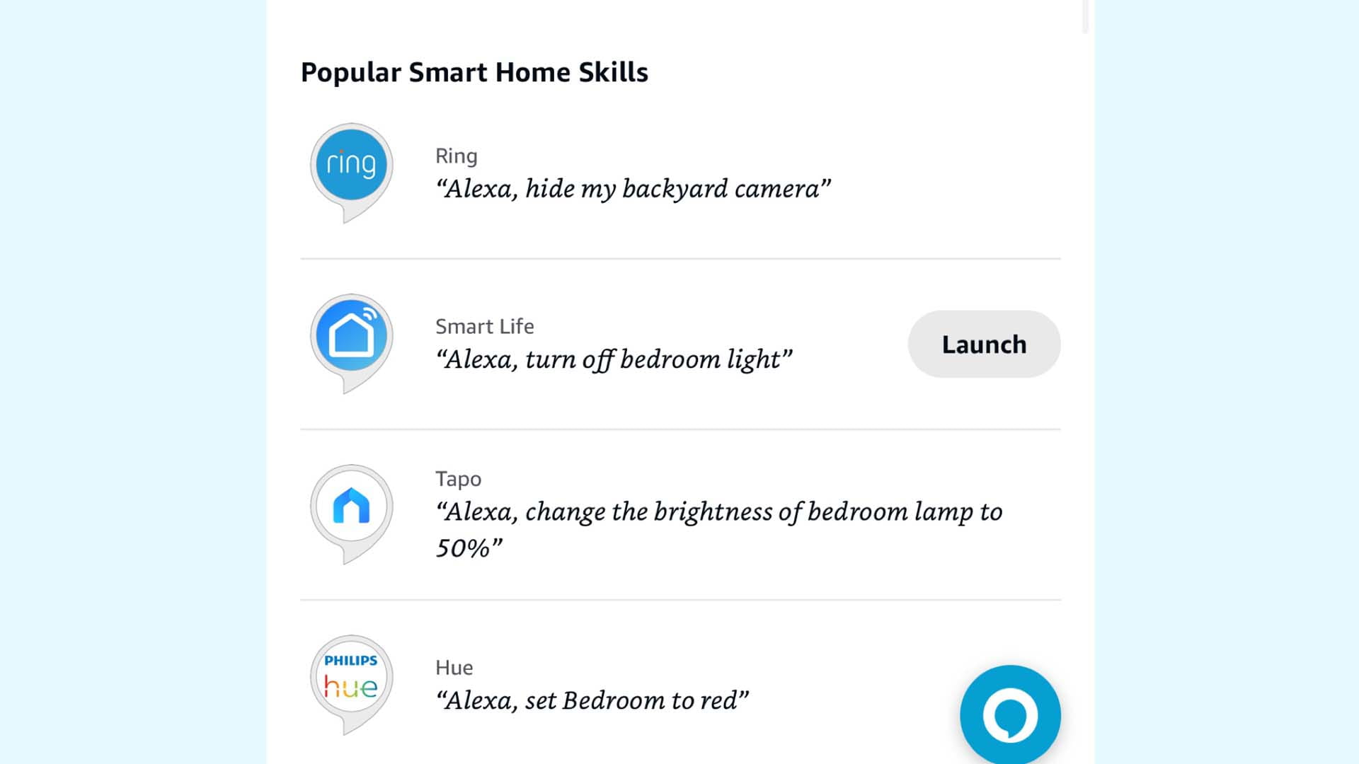 A screenshot showing how to link Alexa to other smart devices in your home