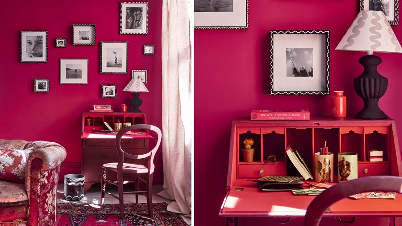 colourful small office in the corner of the room