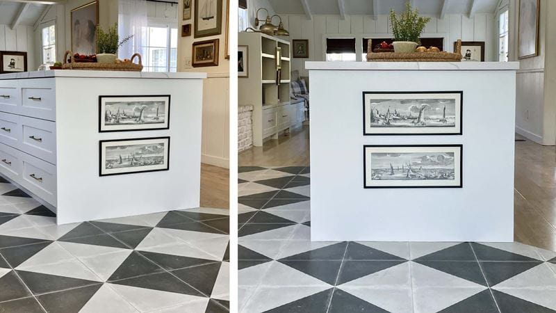 Pictures on a kitchen bar