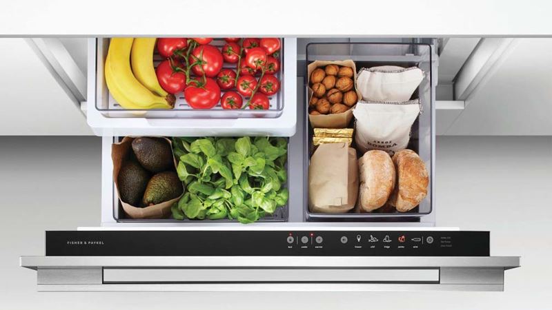 kitchen drawers organised by different food types