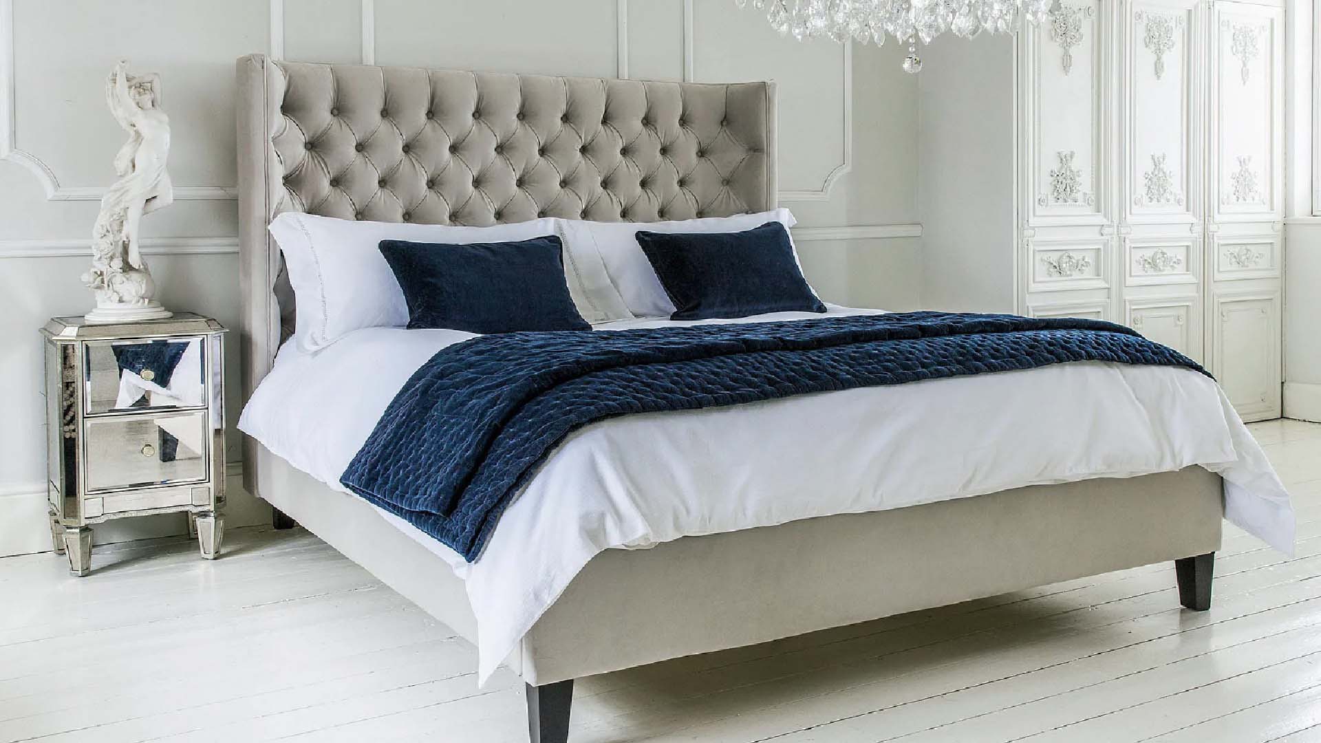 Beautiful bed in a peaceful room