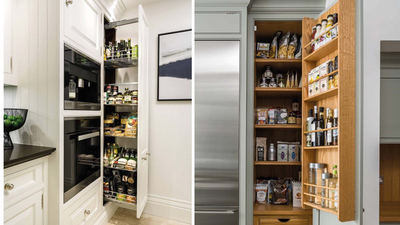 thin shelving inside kitchen cupboards