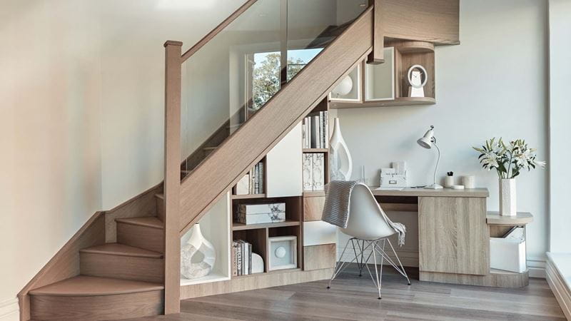 using under the stairs as an office