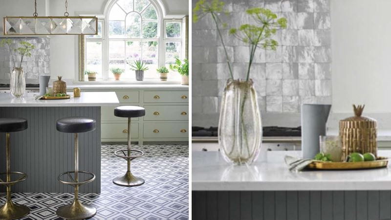 Flowers on a kitchen bar