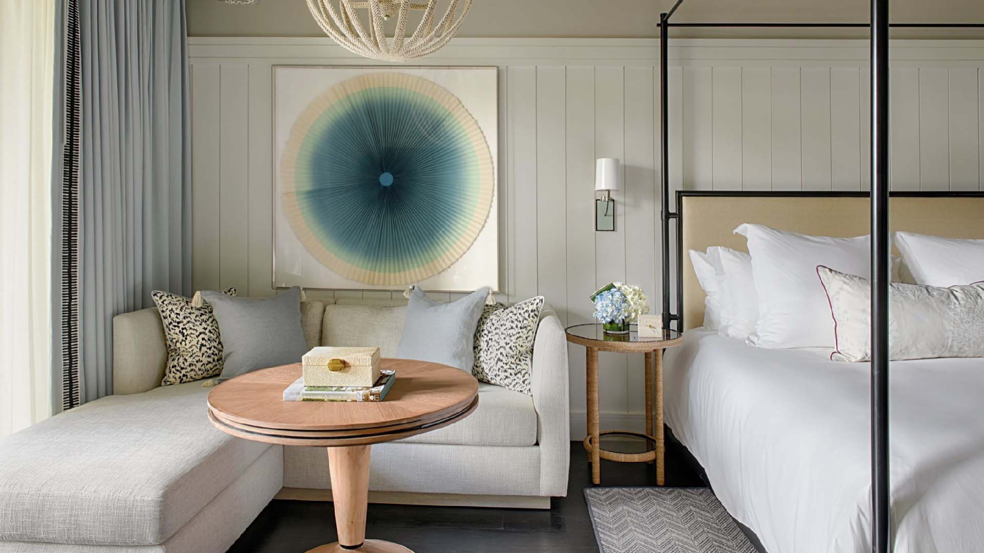 Bed in the middle of the room