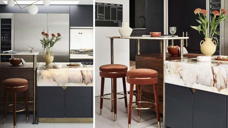 Flowers on a kitchen bar