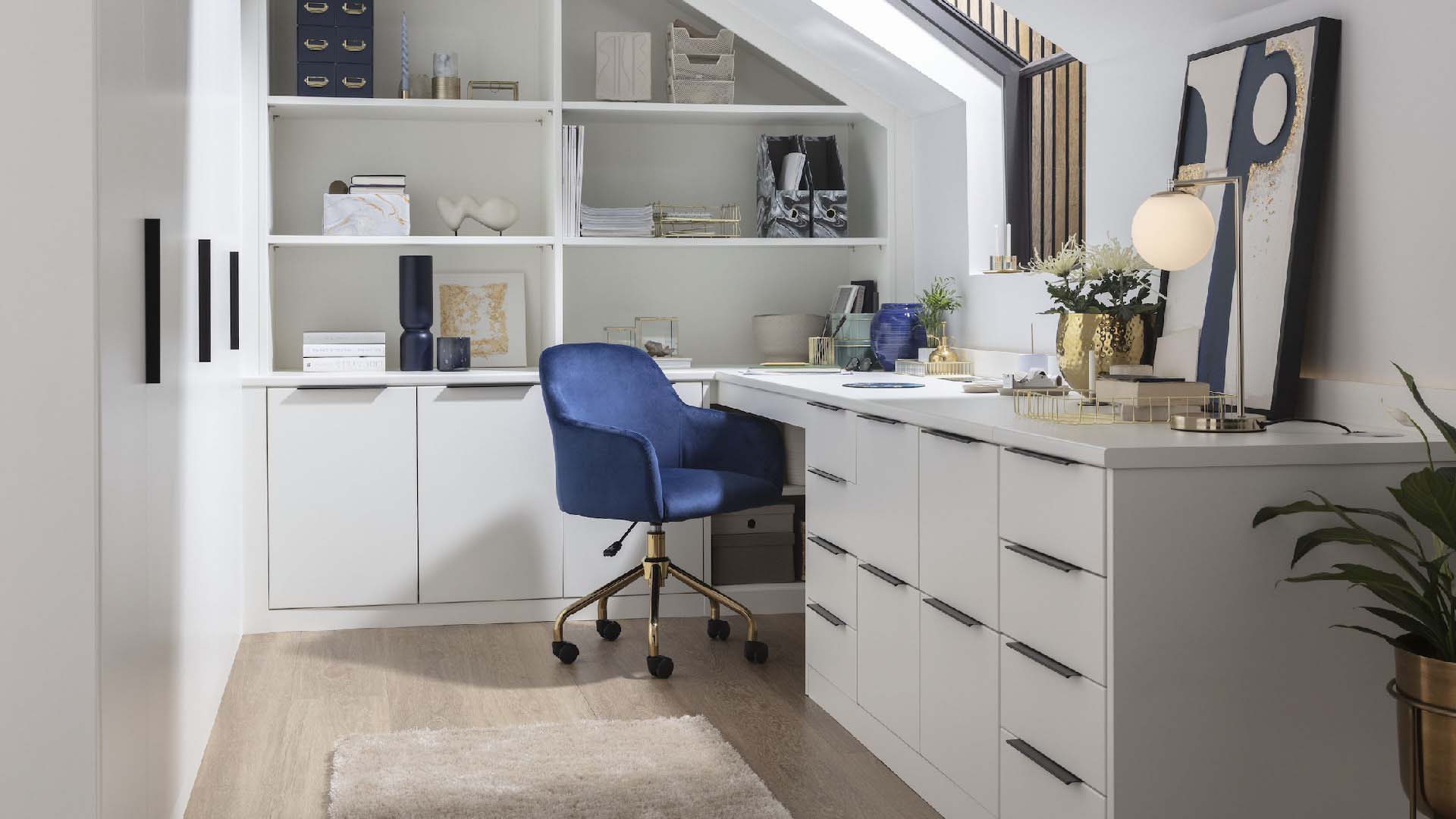 An all white office space