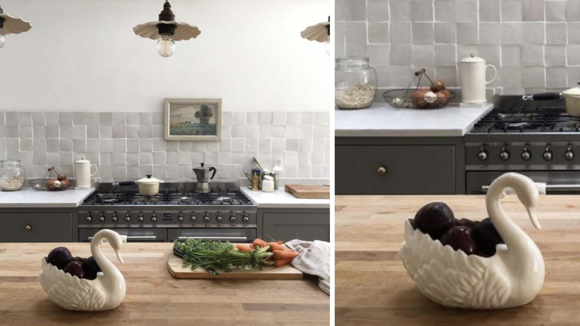 Ornamental swan on kitchen bar