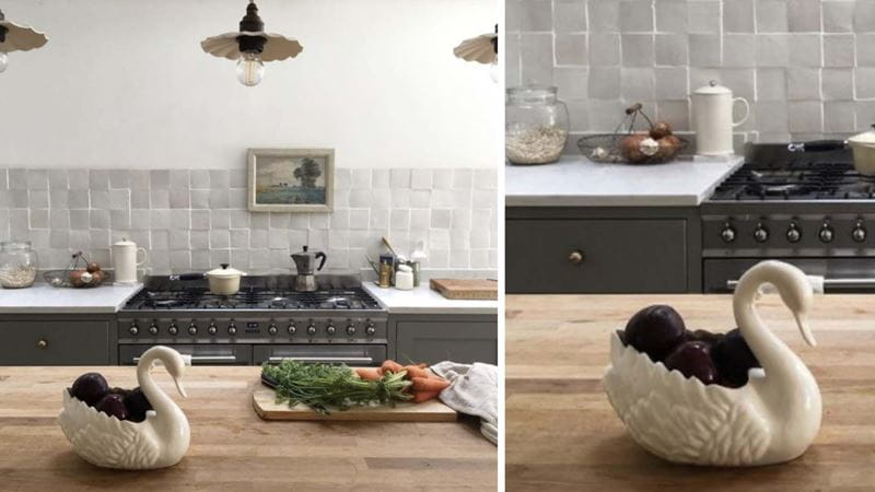 Ornamental swan on kitchen bar