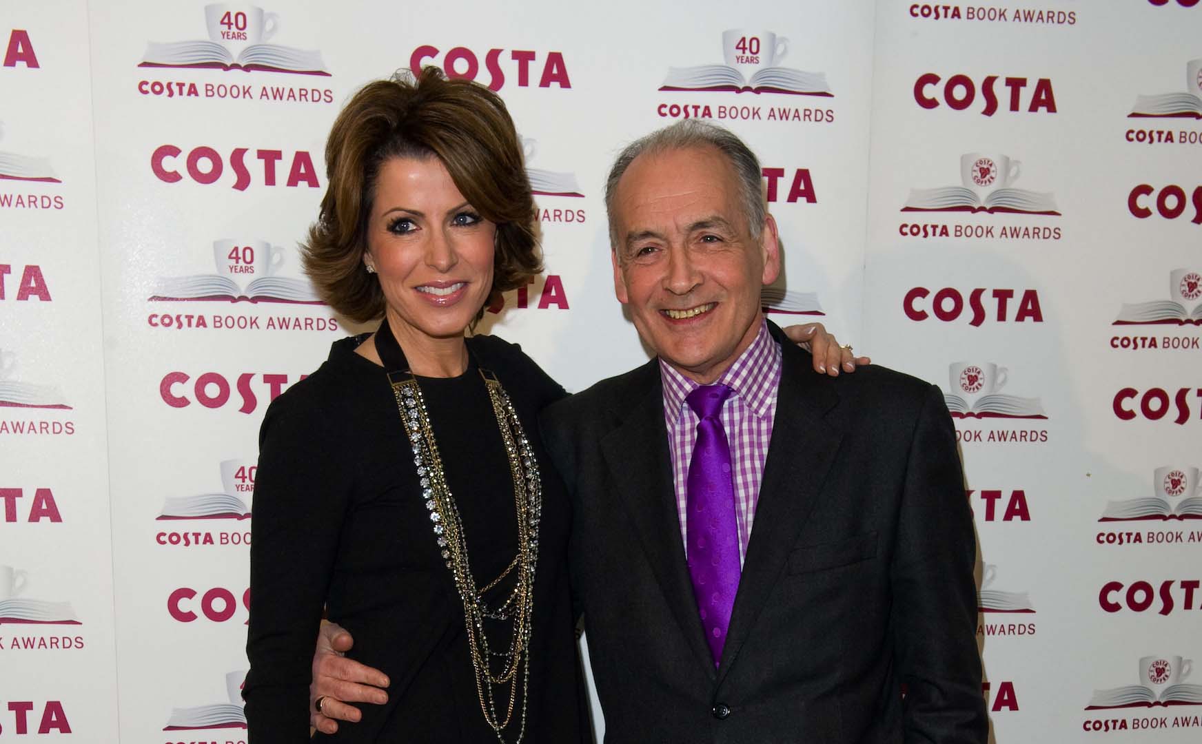 Natasha Kaplinsky and Alastair Stewart arriving for The 2012 Costa Book Awards at Quagliano's Restaurant in London on 24th Jan 2012 Pics by Simon Burchell / Featureflash