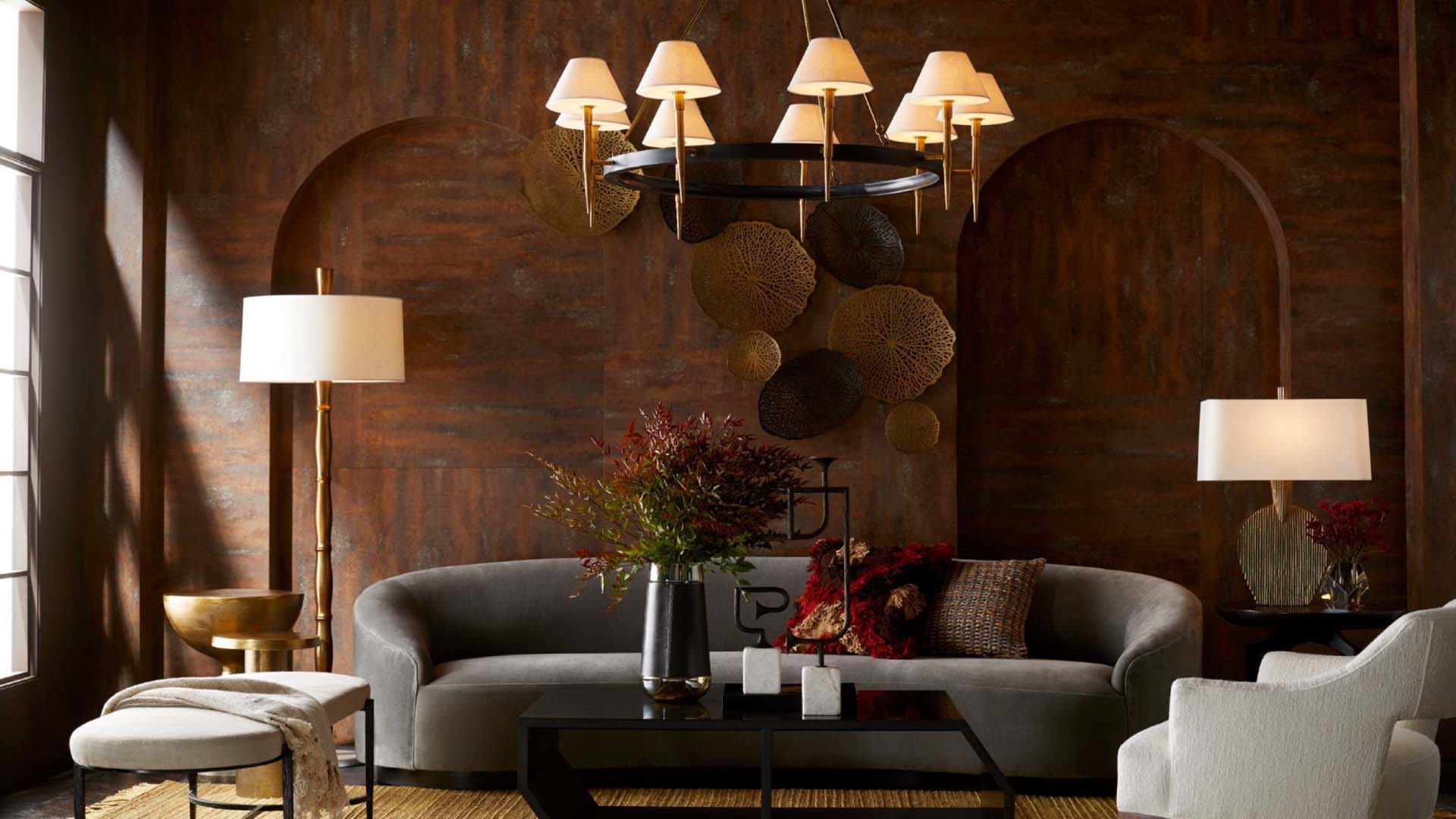 Living room with white light shades