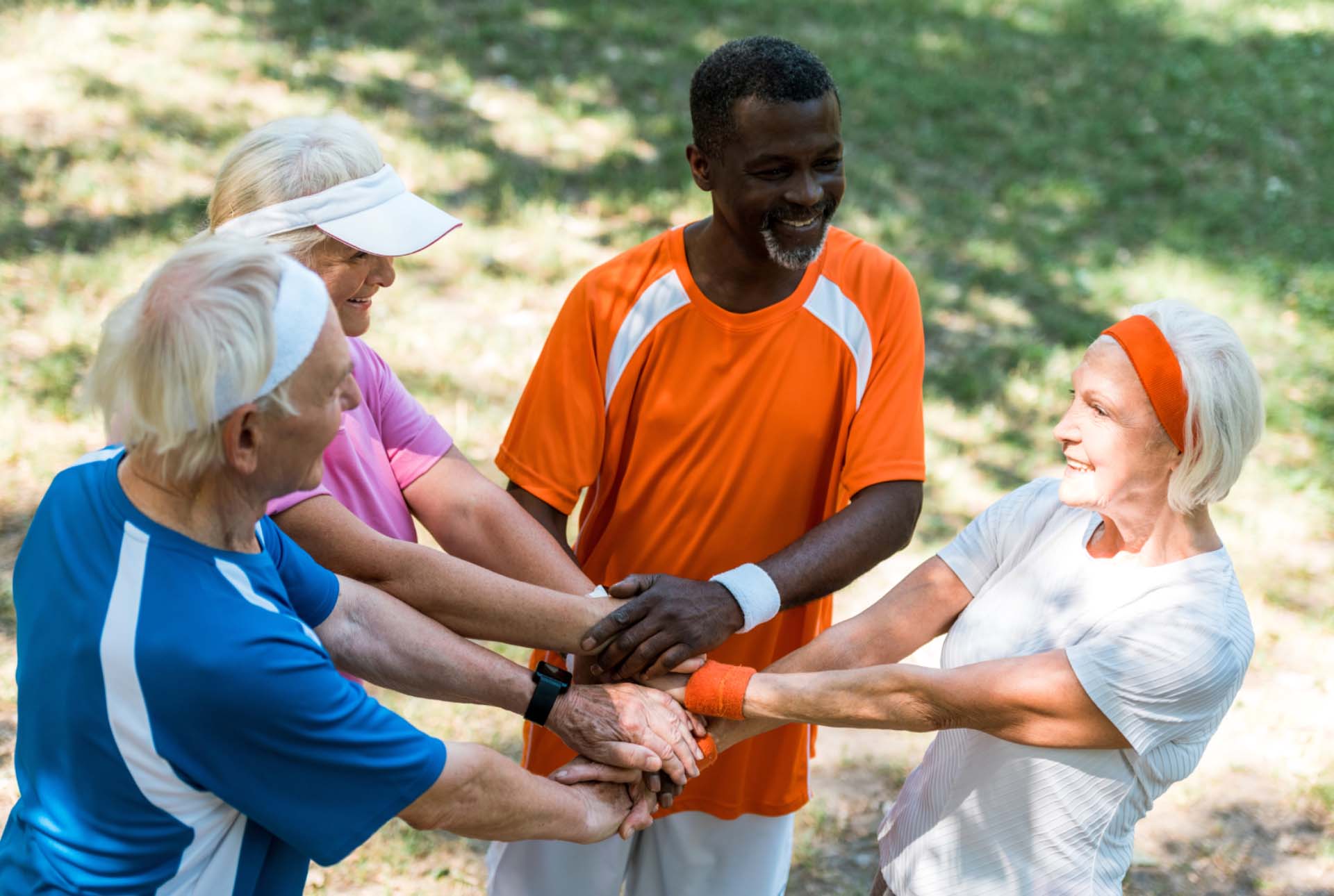 Runners joining hands
