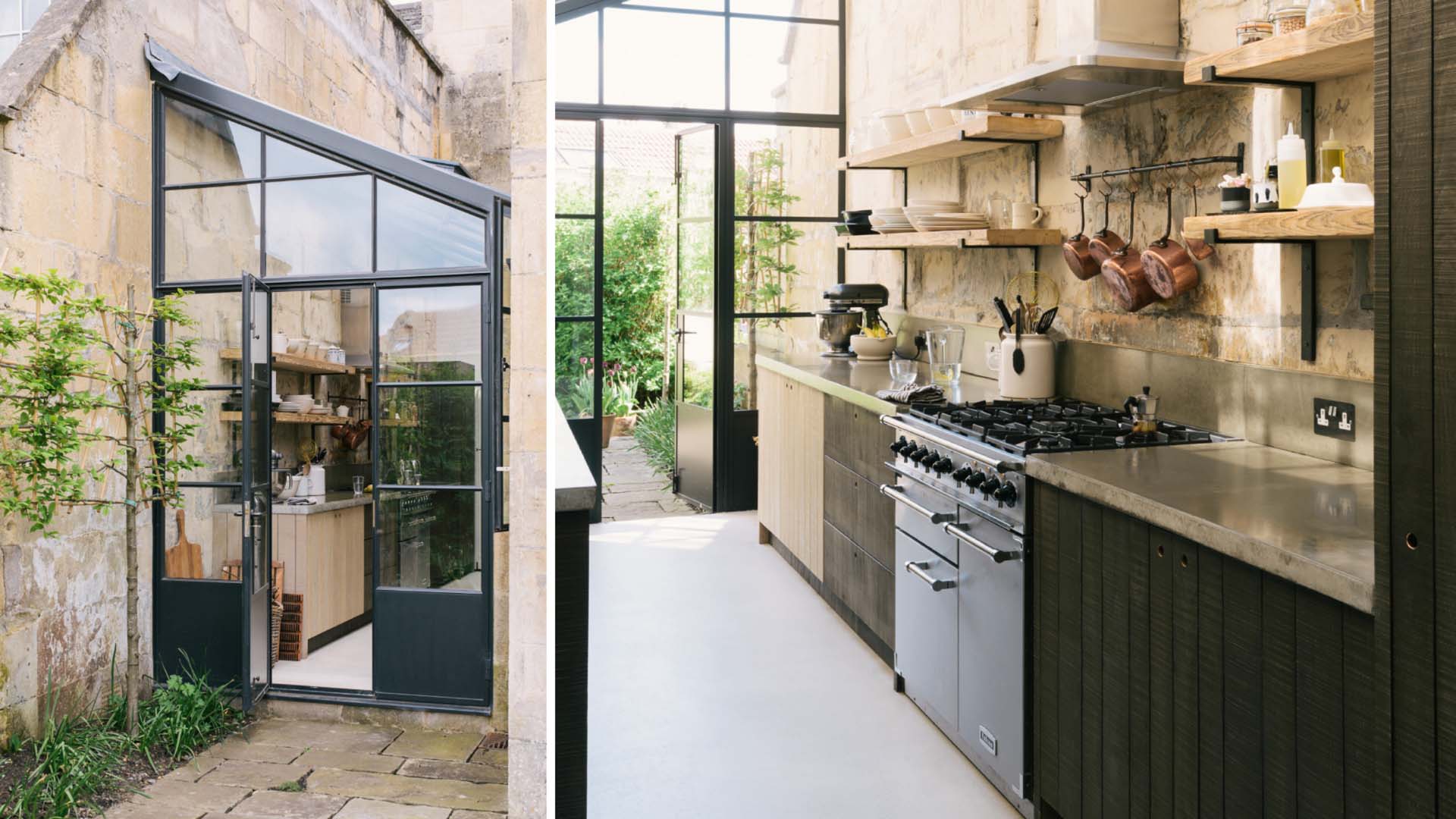 Extension of kitchen into a lean-to conservatory