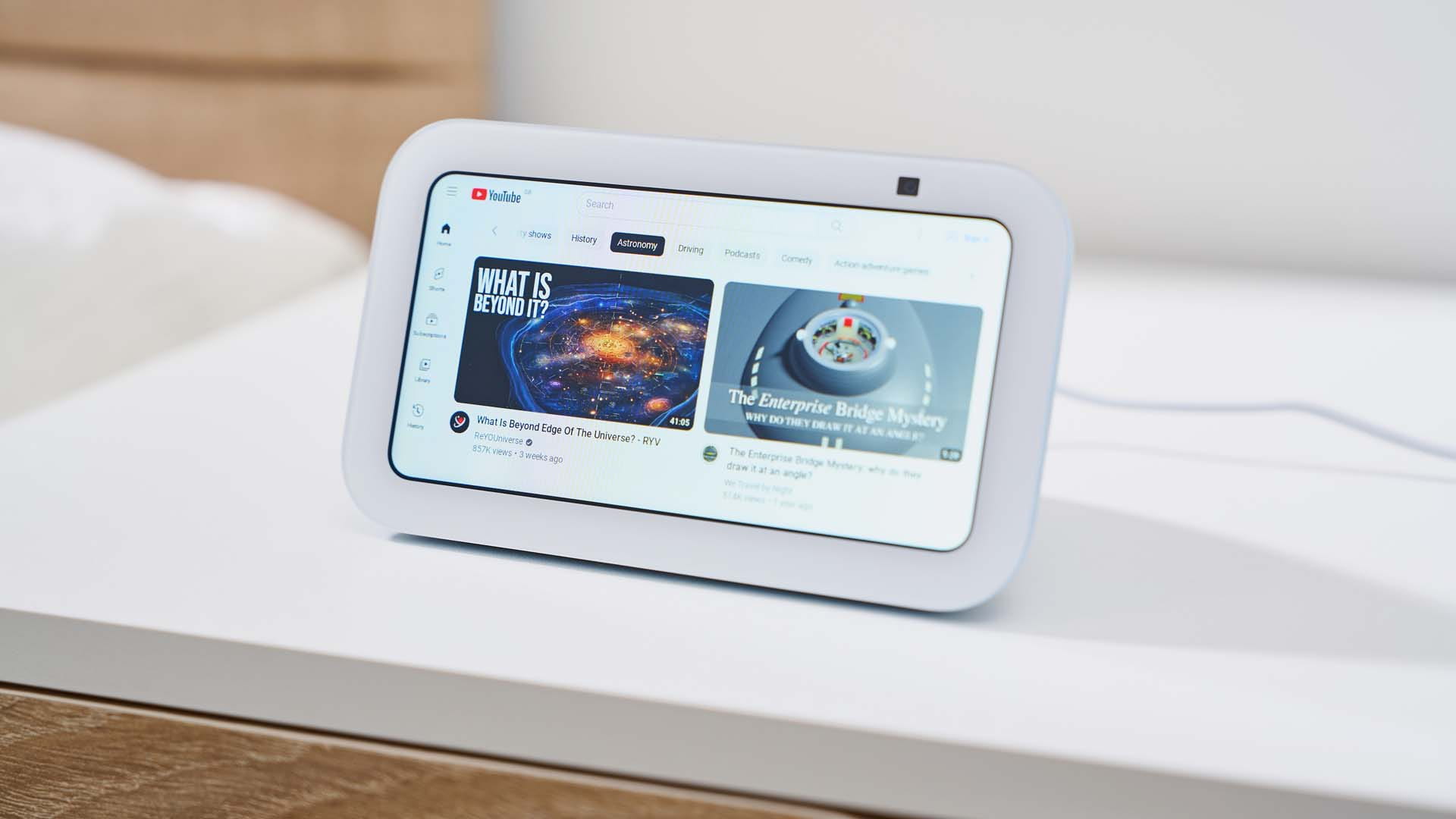 Picture of an Echo tablet showing YouTube