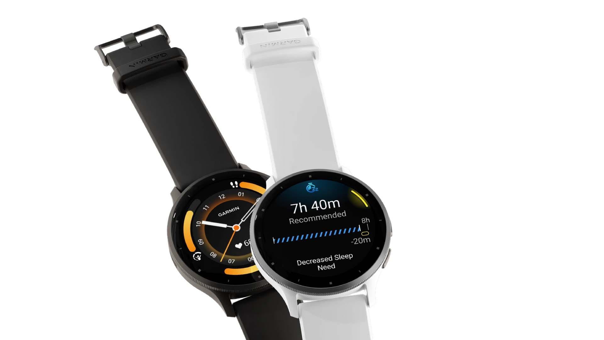 A white Garmin Venu 3 above a black Venu 3