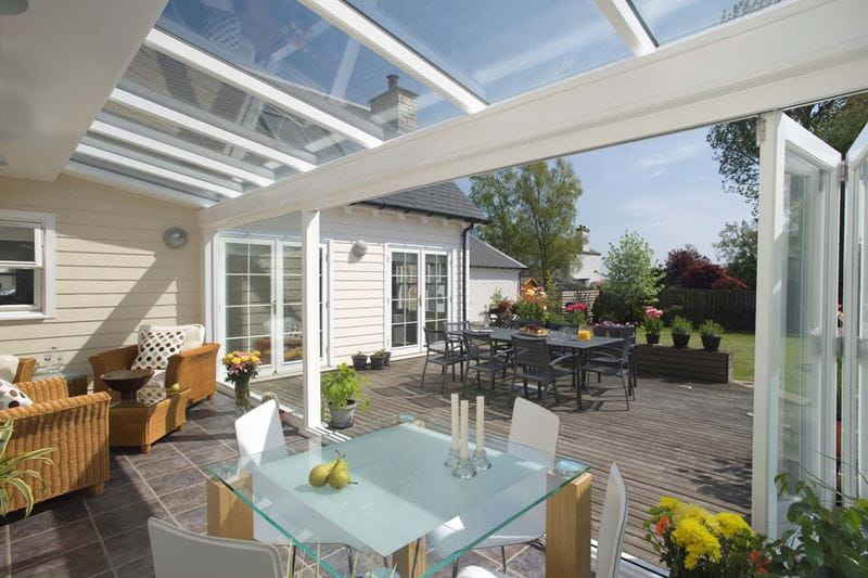 Bifold doors in kitchen conservatory