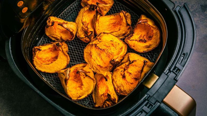 Pumpkin chunks in an air fryer