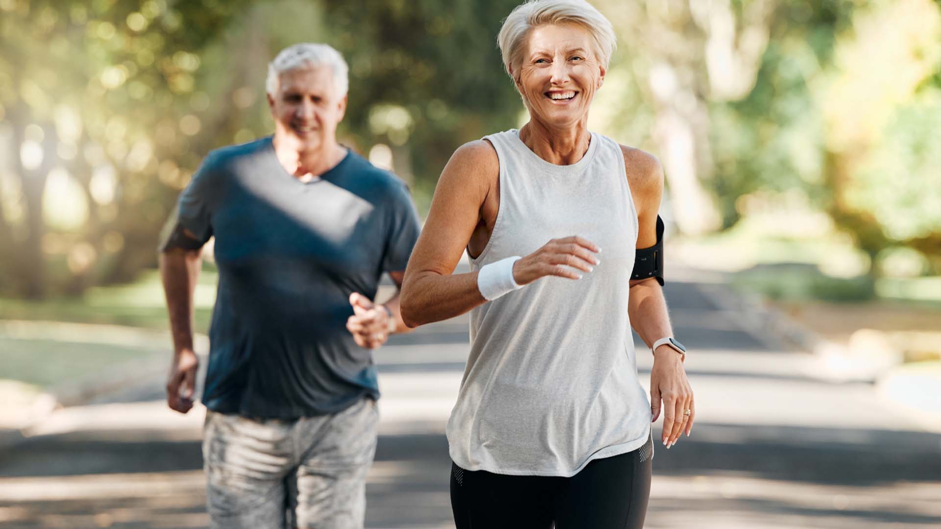 Older couple running