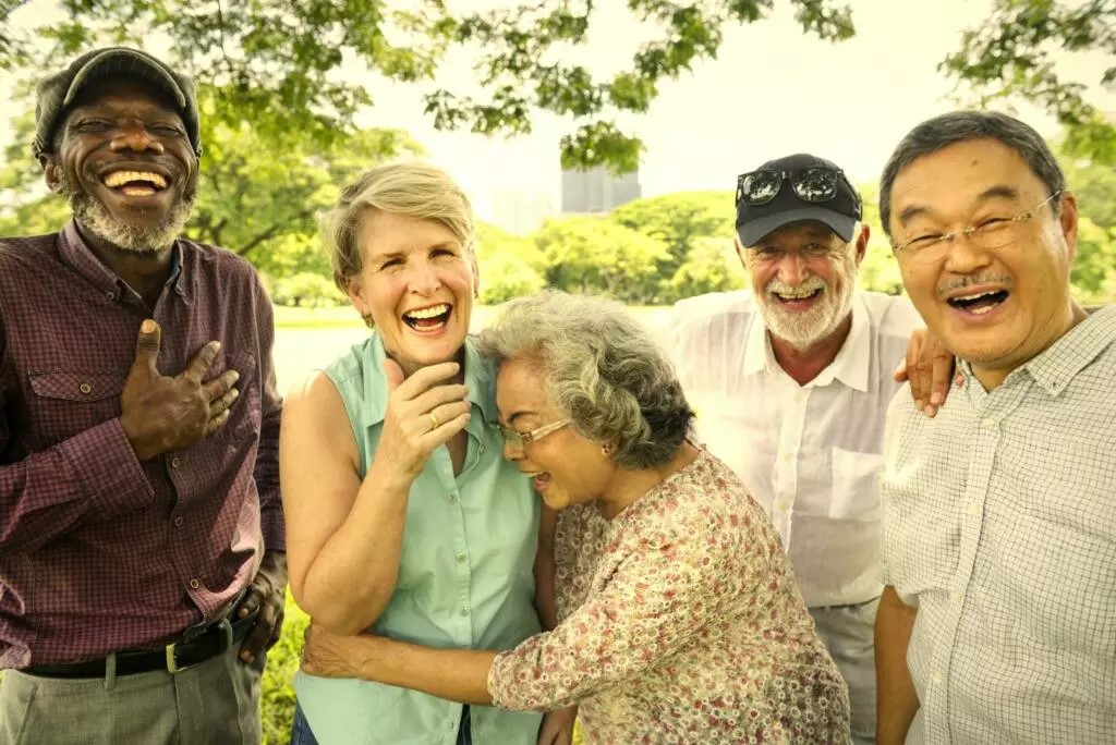Senior friends having fun at the park