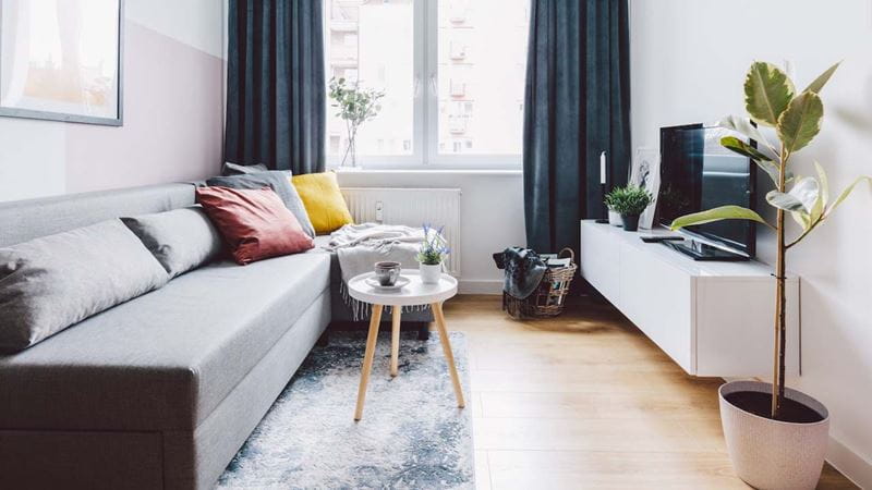 Interior of small apartment living room. Real estate rent and home staging