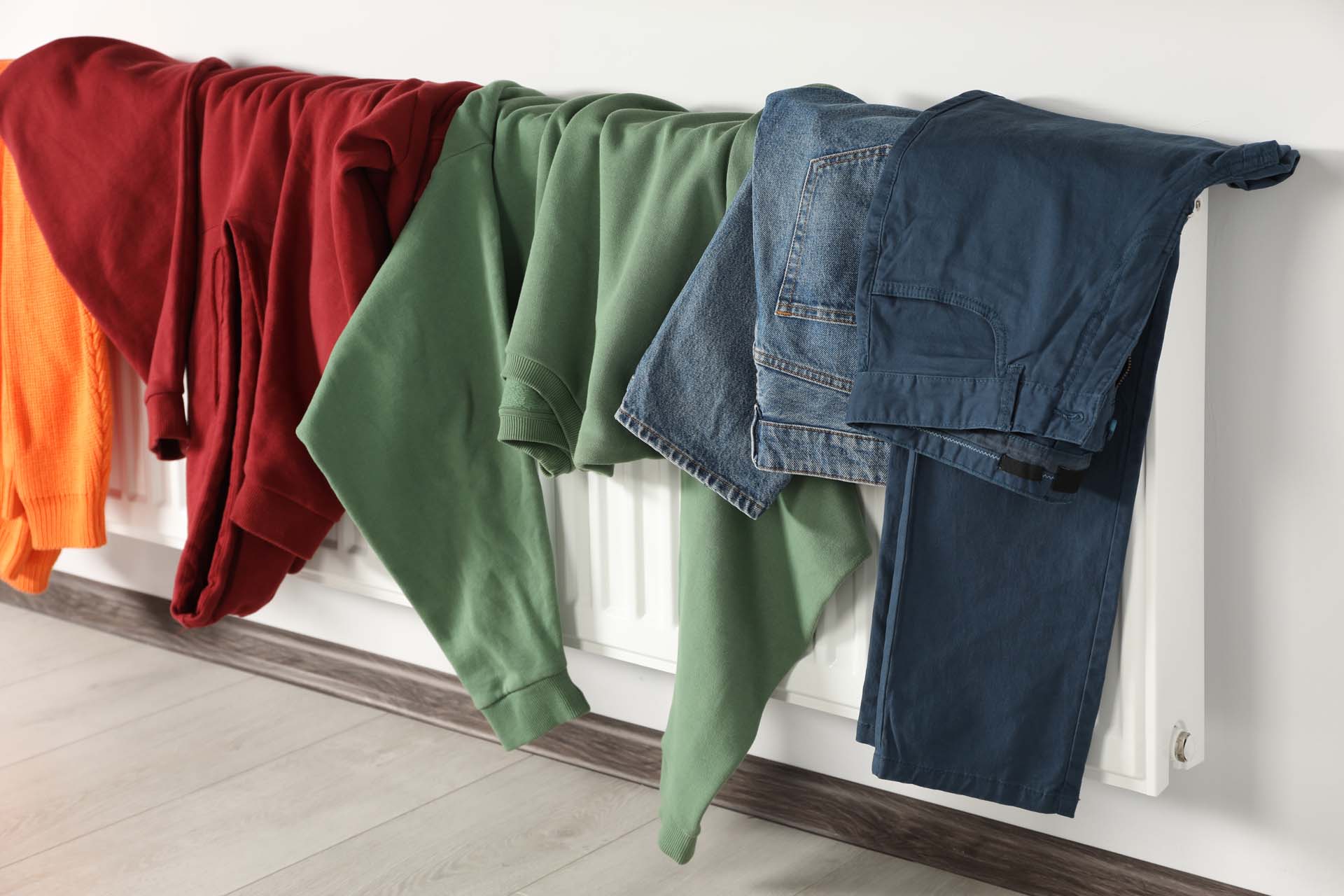 Clothes drying on a radiator